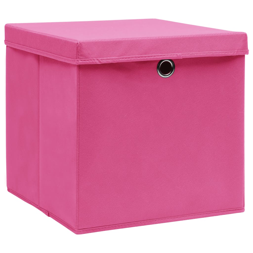 Storage Box | Set of 10 | Pink | Non-woven fabric | 28x28x28 cm