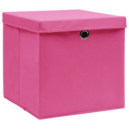 Storage Box | Set of 10 | Pink | Non-woven fabric | 28x28x28 cm