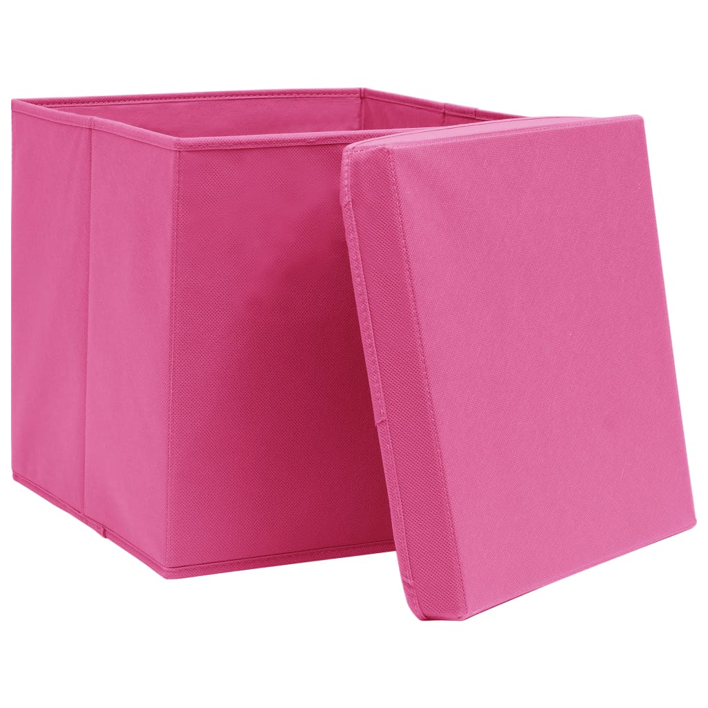 Storage Box | Set of 10 | Pink | Non-woven fabric | 28x28x28 cm