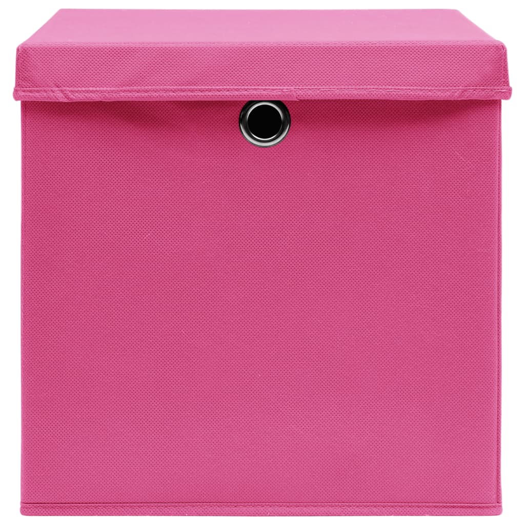 Storage Box | Set of 10 | Pink | Non-woven fabric | 28x28x28 cm