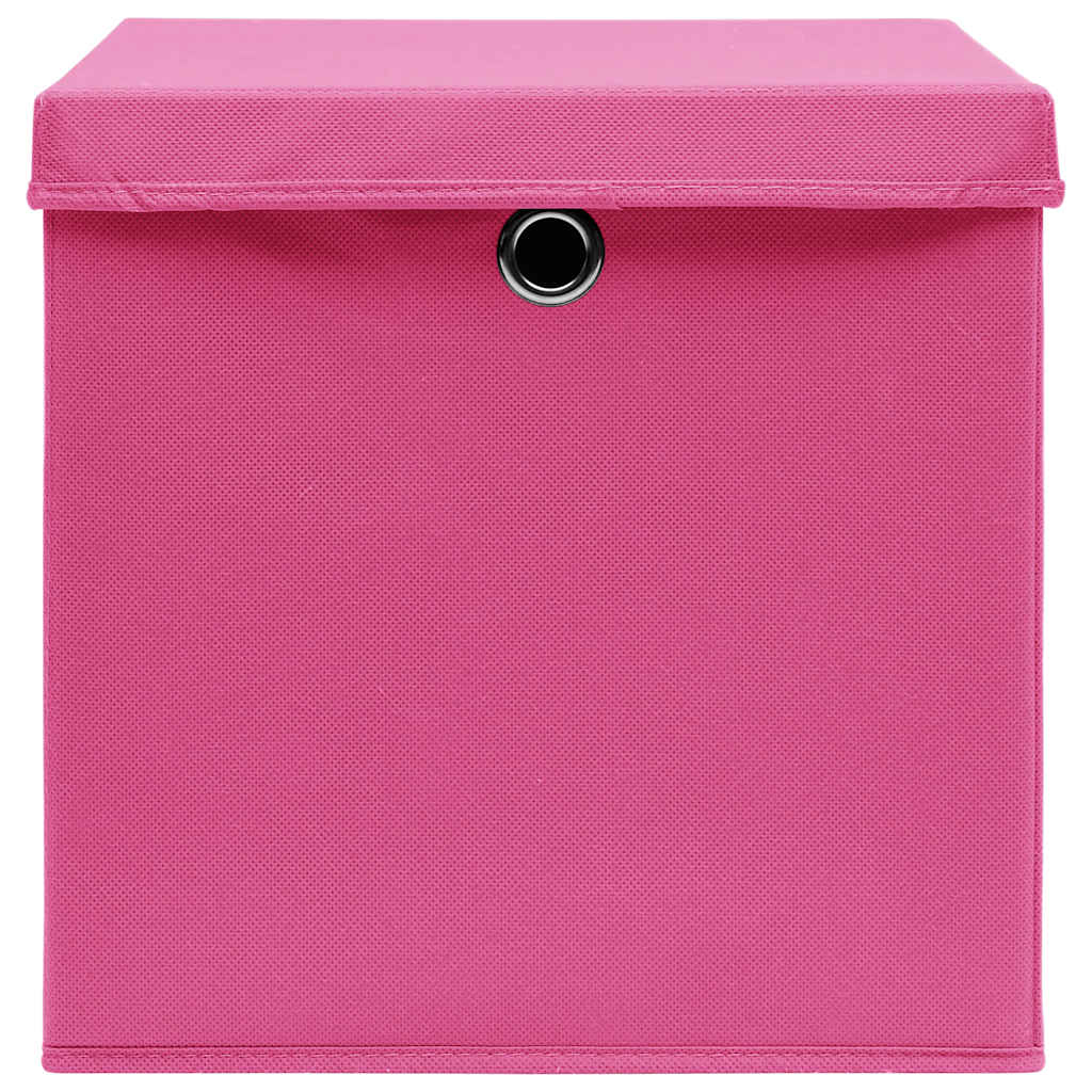 Storage Boxes with Covers 10 pcs 28x28x28 cm Pink