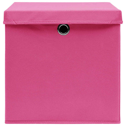 Storage Boxes with Covers 10 pcs 28x28x28 cm Pink