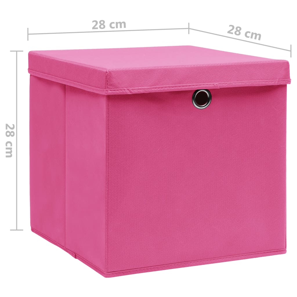 Storage Box | Set of 10 | Pink | Non-woven fabric | 28x28x28 cm