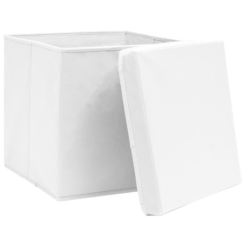 Storage Boxes with Covers 10 pcs 28x28x28 cm White