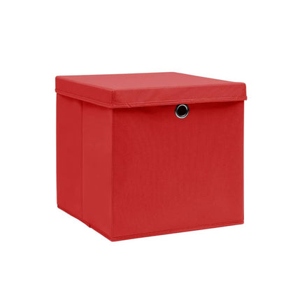 Storage Boxes with Covers 10 pcs 28x28x28 cm Red