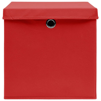 Storage Boxes with Covers 10 pcs 28x28x28 cm Red