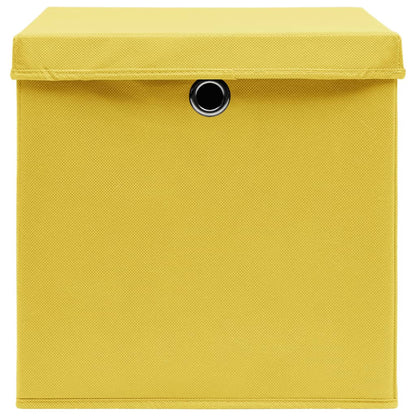 Storage Boxes with Covers 4 pcs 28x28x28 cm Yellow