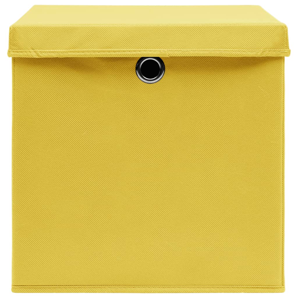 Storage Boxes with Covers 10 pcs 28x28x28 cm Yellow