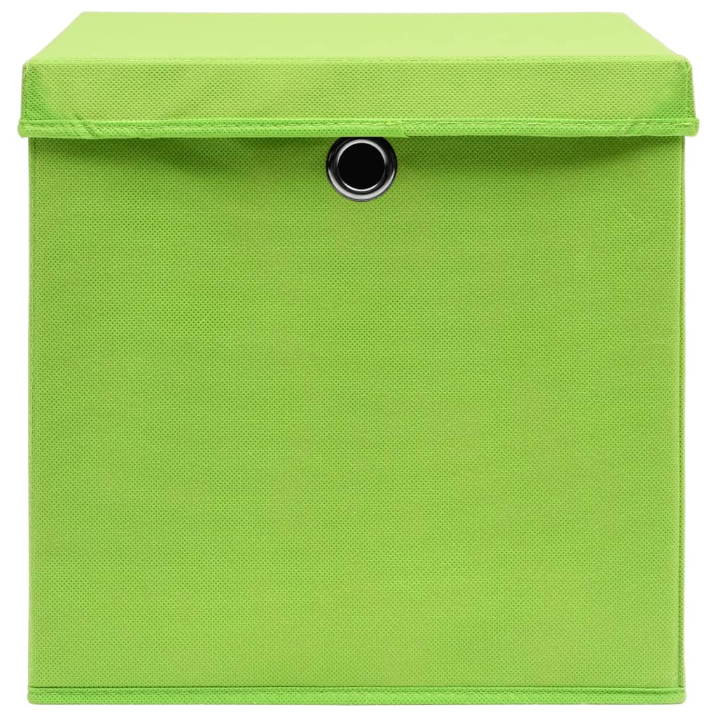 Storage Boxes with Covers 10 pcs 28x28x28 cm Green