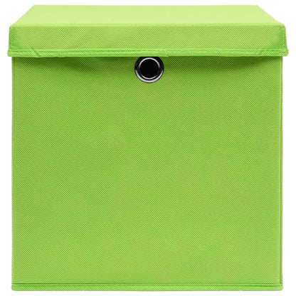 Storage Boxes with Covers 10 pcs 28x28x28 cm Green
