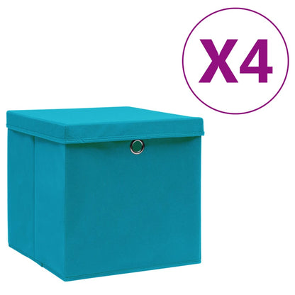 Storage Box | Set of 4 | Baby blue | Non-woven fabric | Medium