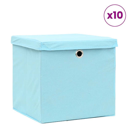 Storage Box | Set of 10 | Baby blue | Non-woven fabric | Small | Foldable
