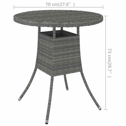 310469 vidaXL Garden Table Grey 70x70x73 cm Poly Rattan