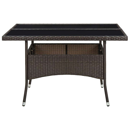 310556 vidaXL Outdoor Dining Table Brown Poly Rattan and Glass
