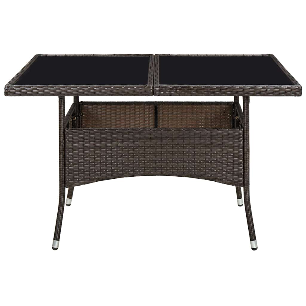 310556 vidaXL Outdoor Dining Table Brown Poly Rattan and Glass