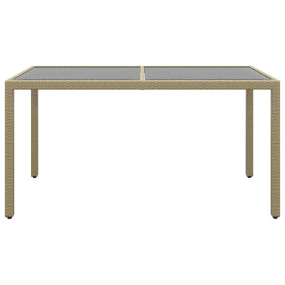 310576 vidaXL Garden Table 150x90x75 cm Tempered Glass and Poly Rattan Beige
