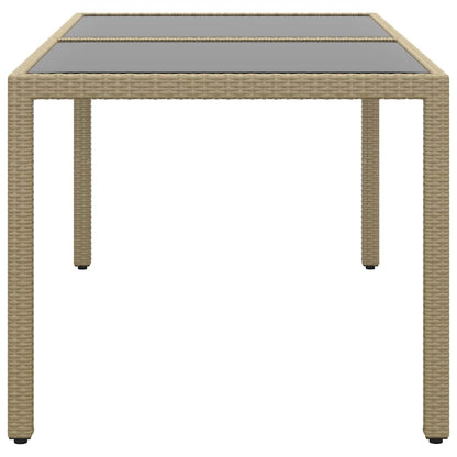 310576 vidaXL Garden Table 150x90x75 cm Tempered Glass and Poly Rattan Beige