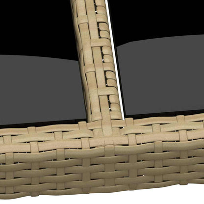 310576 vidaXL Garden Table 150x90x75 cm Tempered Glass and Poly Rattan Beige