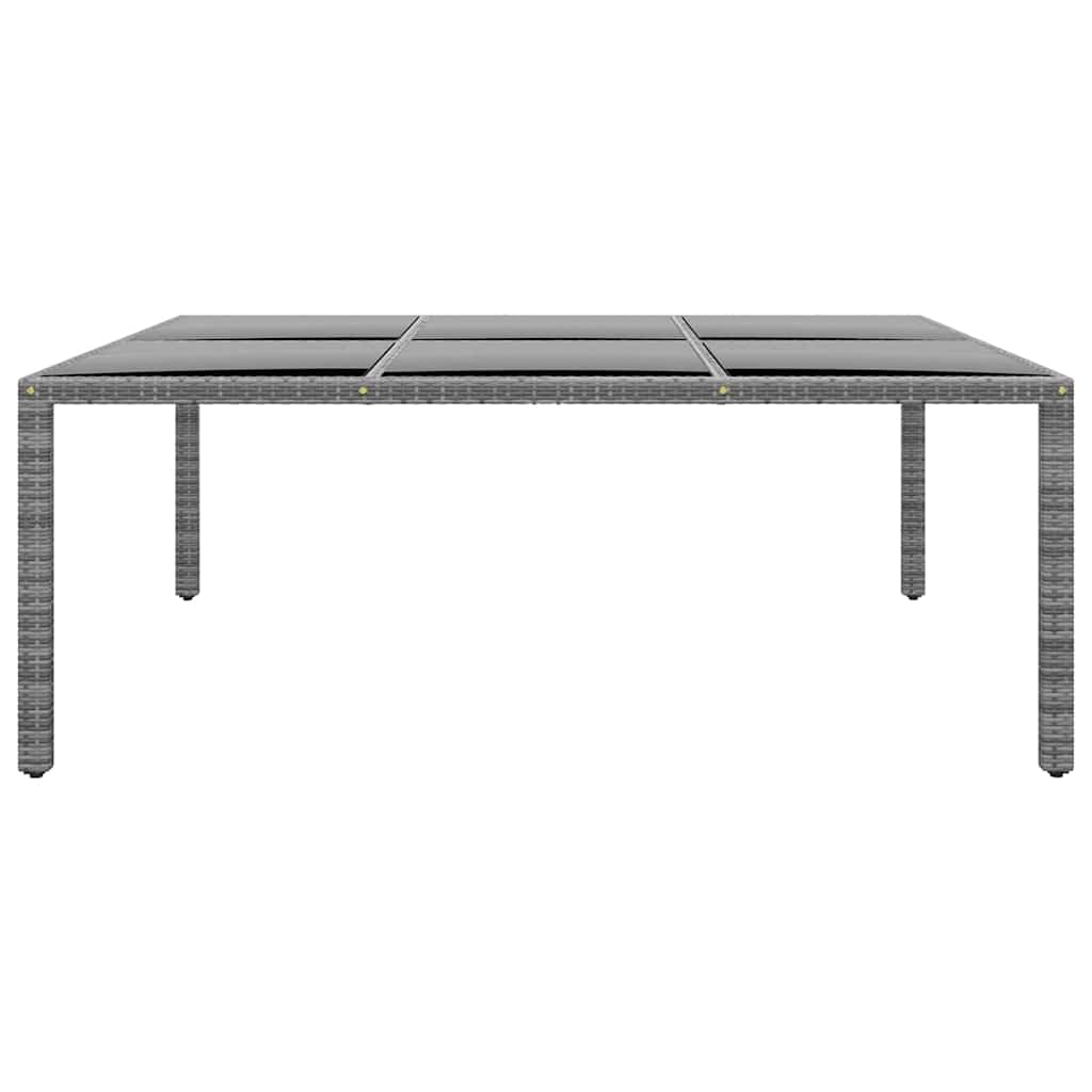 310587 vidaXL Garden Table 200x150x75 cm Tempered Glass and Poly Rattan Grey