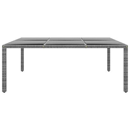 310587 vidaXL Garden Table 200x150x75 cm Tempered Glass and Poly Rattan Grey