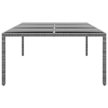 310587 vidaXL Garden Table 200x150x75 cm Tempered Glass and Poly Rattan Grey