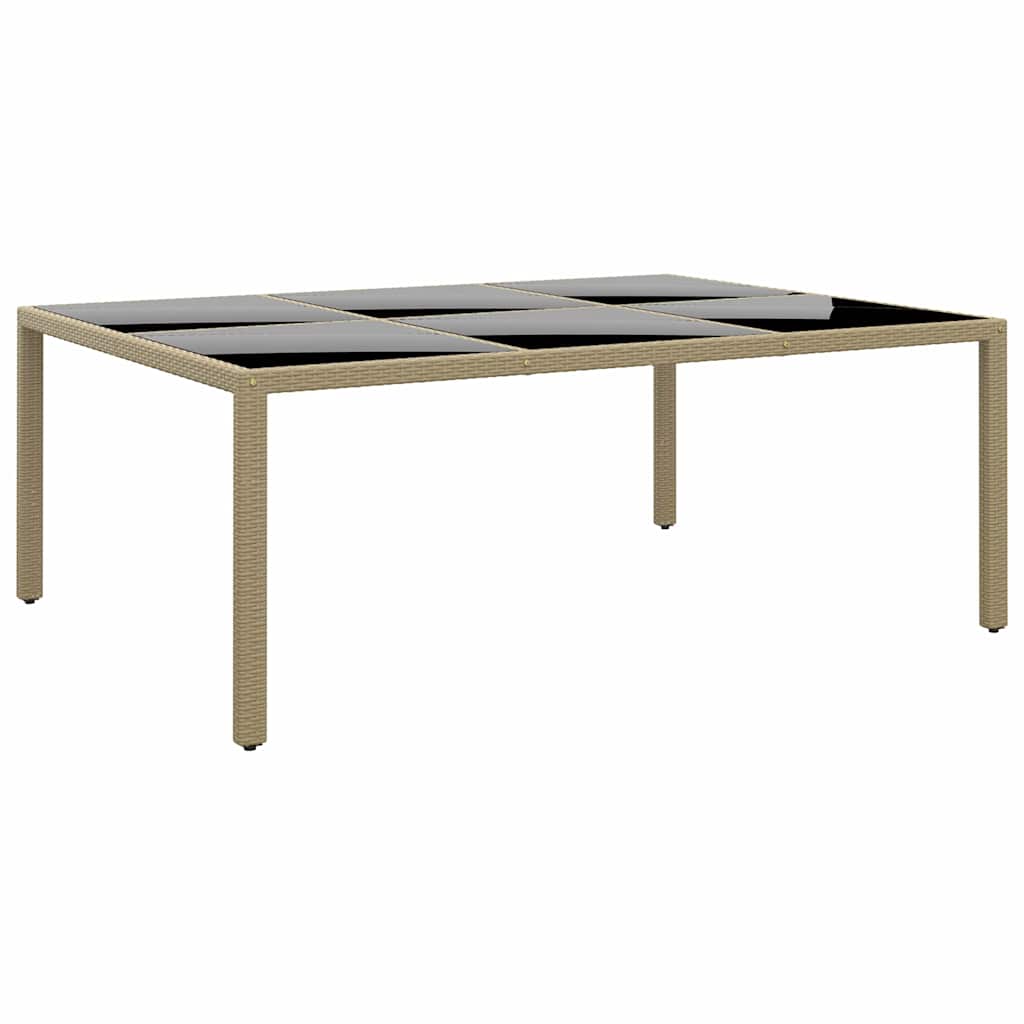 310588 vidaXL Garden Table 200x150x75 cm Tempered Glass and Poly Rattan Beige