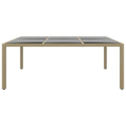 310588 vidaXL Garden Table 200x150x75 cm Tempered Glass and Poly Rattan Beige