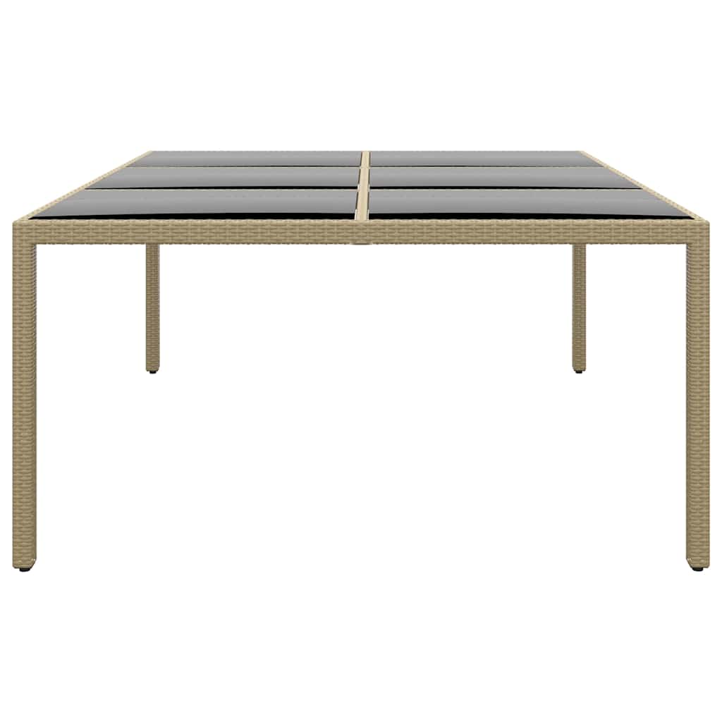 310588 vidaXL Garden Table 200x150x75 cm Tempered Glass and Poly Rattan Beige
