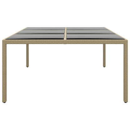 310588 vidaXL Garden Table 200x150x75 cm Tempered Glass and Poly Rattan Beige