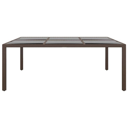 Garden Table with Glass Top Brown 200x150x75 cm Rattan