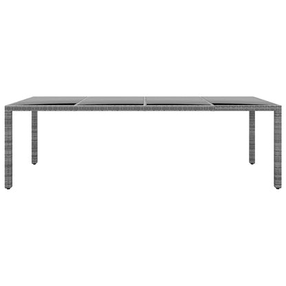 310593 vidaXL Garden Table 250x100x75 cm Tempered Glass and Poly Rattan Grey