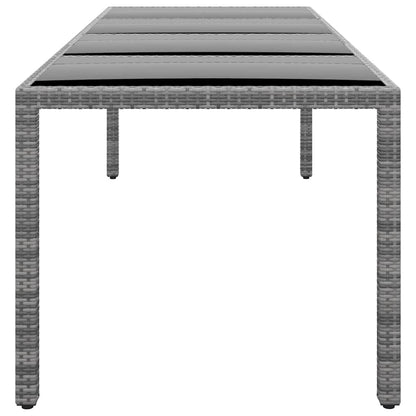 310593 vidaXL Garden Table 250x100x75 cm Tempered Glass and Poly Rattan Grey