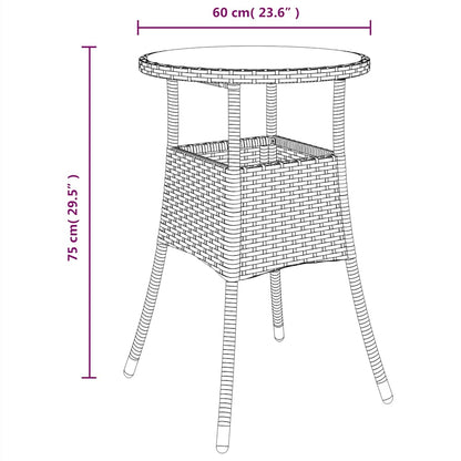 Garden Table | Black | Poly rattan | Standard | Lightweight