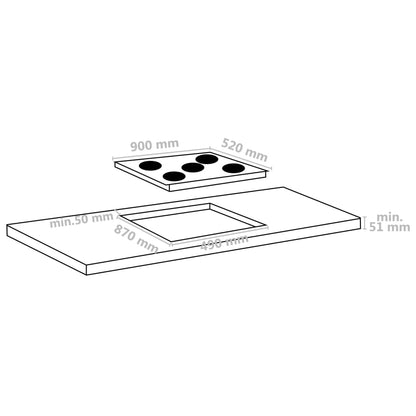 Ceramic Hob with 5 Burners Touch Control 90 cm 8500 W