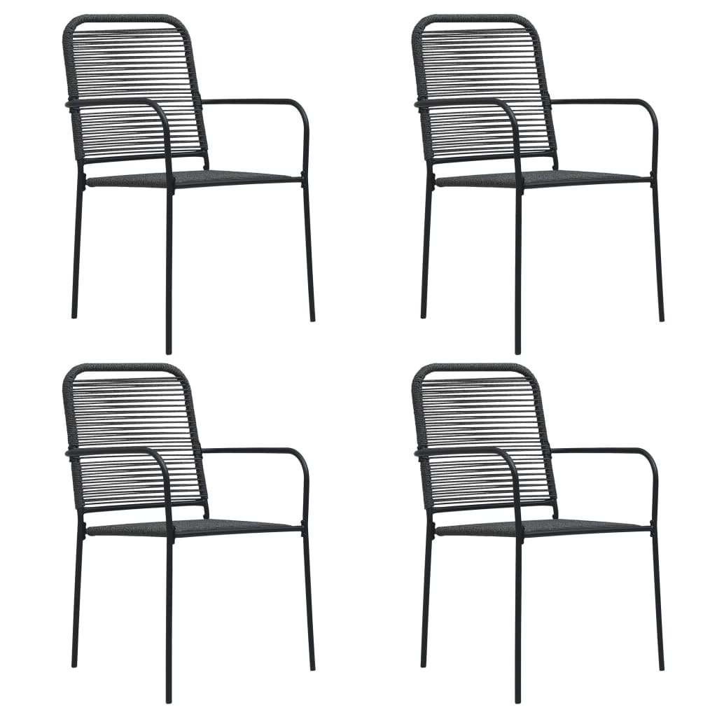Garden Chair | Set of 4 | Black | Cotton rope | Standard