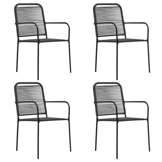 Garden Chair | Set of 4 | Black | Cotton rope | Standard