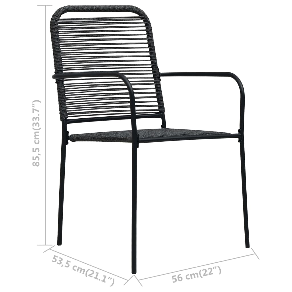 Garden Chair | Set of 4 | Black | Cotton rope | Standard
