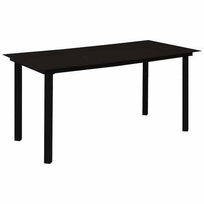 312162 vidaXL Garden Dining Table Black 150x80x74 cm Steel and Glass