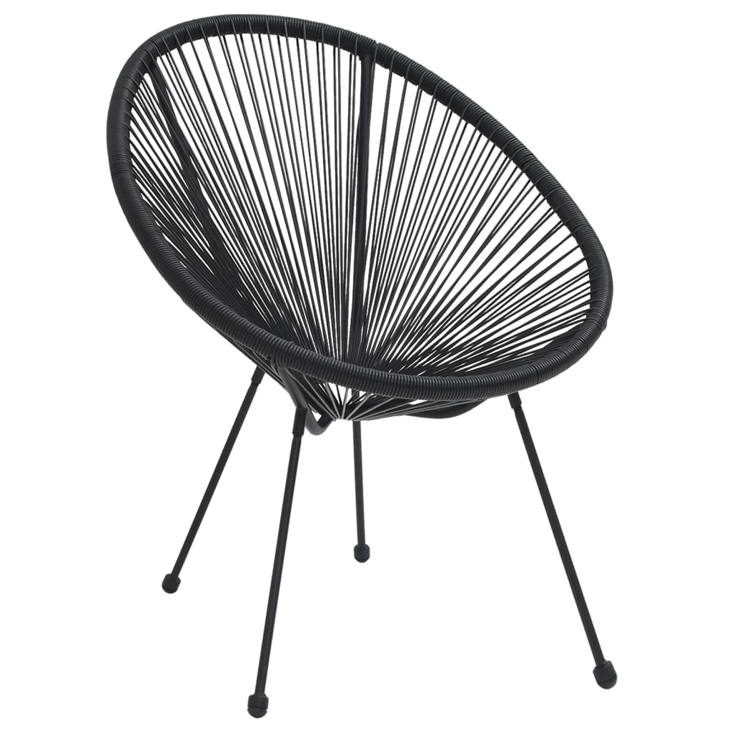 Moon Chair | Set of 2 | Black | Round PVC Rattan | Garden Chair | Round