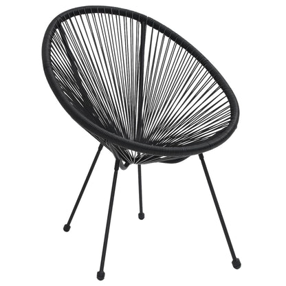 Moon Chair | Set of 2 | Black | Round PVC Rattan | Garden Chair | Round