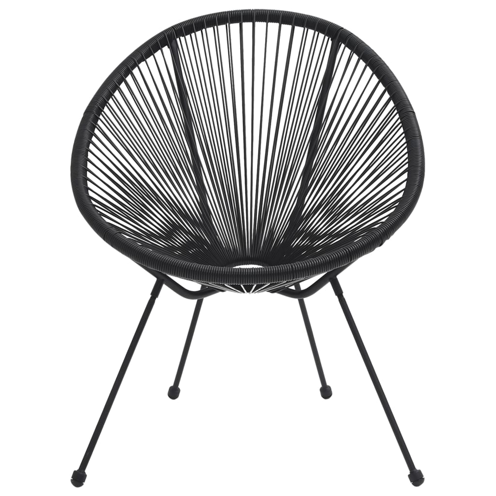Moon Chair | Set of 2 | Black | Round PVC Rattan | Garden Chair | Round
