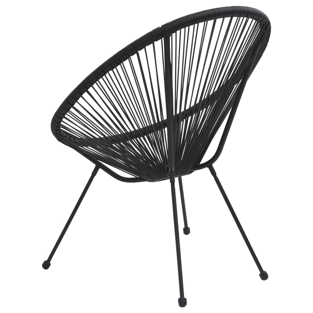 Moon Chair | Set of 2 | Black | Round PVC Rattan | Garden Chair | Round