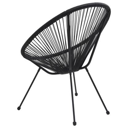 Moon Chair | Set of 2 | Black | Round PVC Rattan | Garden Chair | Round