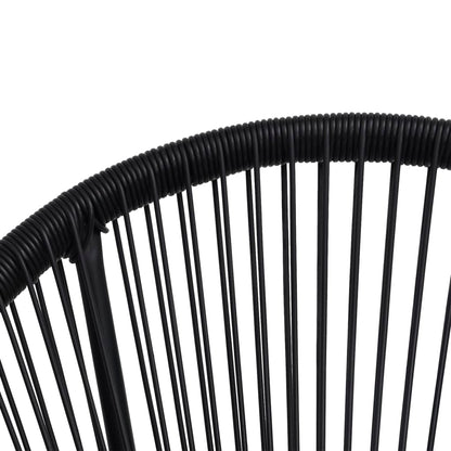 Moon Chair | Set of 2 | Black | Round PVC Rattan | Garden Chair | Round