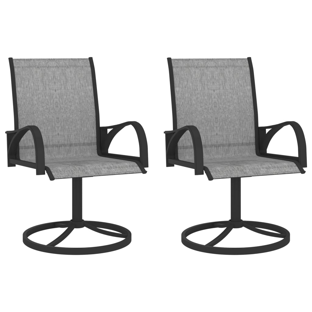 Garden Chair | Set of 2 | Grey | Textilene, Powder-Coated Steel | Medium