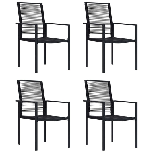 Garden Chair | Set of 4 | Black | PVC hollow rattan, powder-coated steel