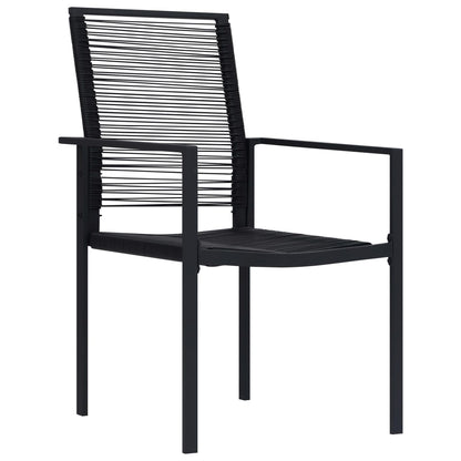 Garden Chair | Set of 4 | Black | PVC hollow rattan, powder-coated steel