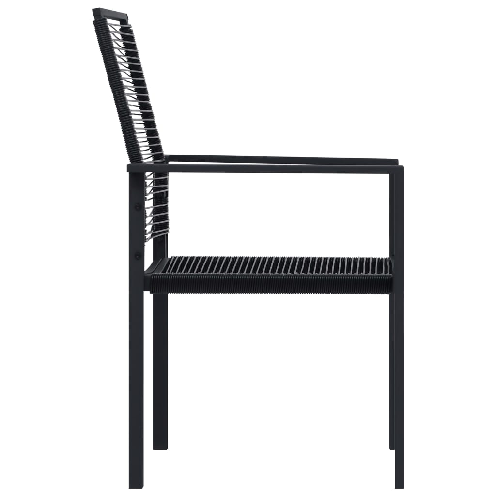 Garden Chair | Set of 4 | Black | PVC hollow rattan, powder-coated steel