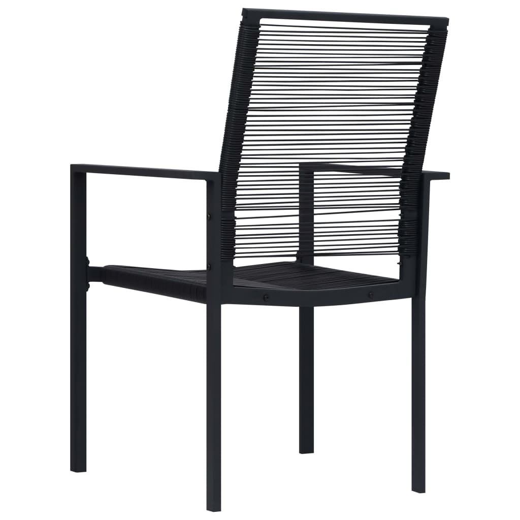 Garden Chair | Set of 4 | Black | PVC hollow rattan, powder-coated steel