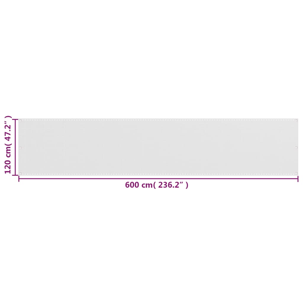 Balcony Screen White 120x600 cm HDPE